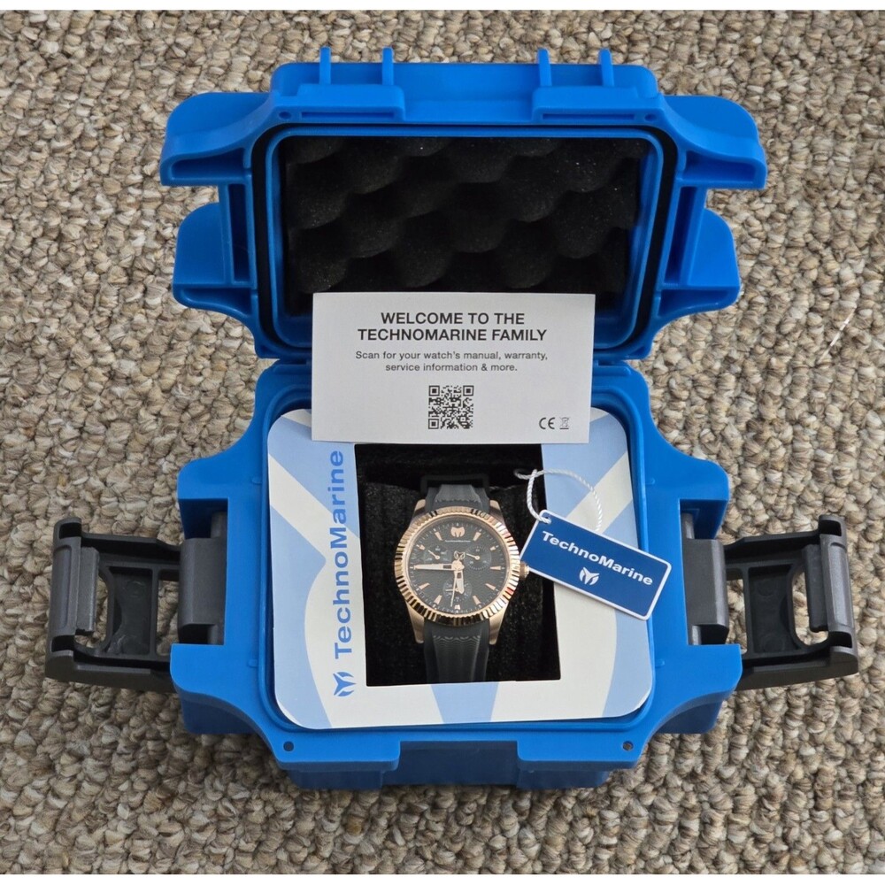 Women's TechnoMarine Rose Gold Gray Textured Dial Silicone Strap Watch 38mm
